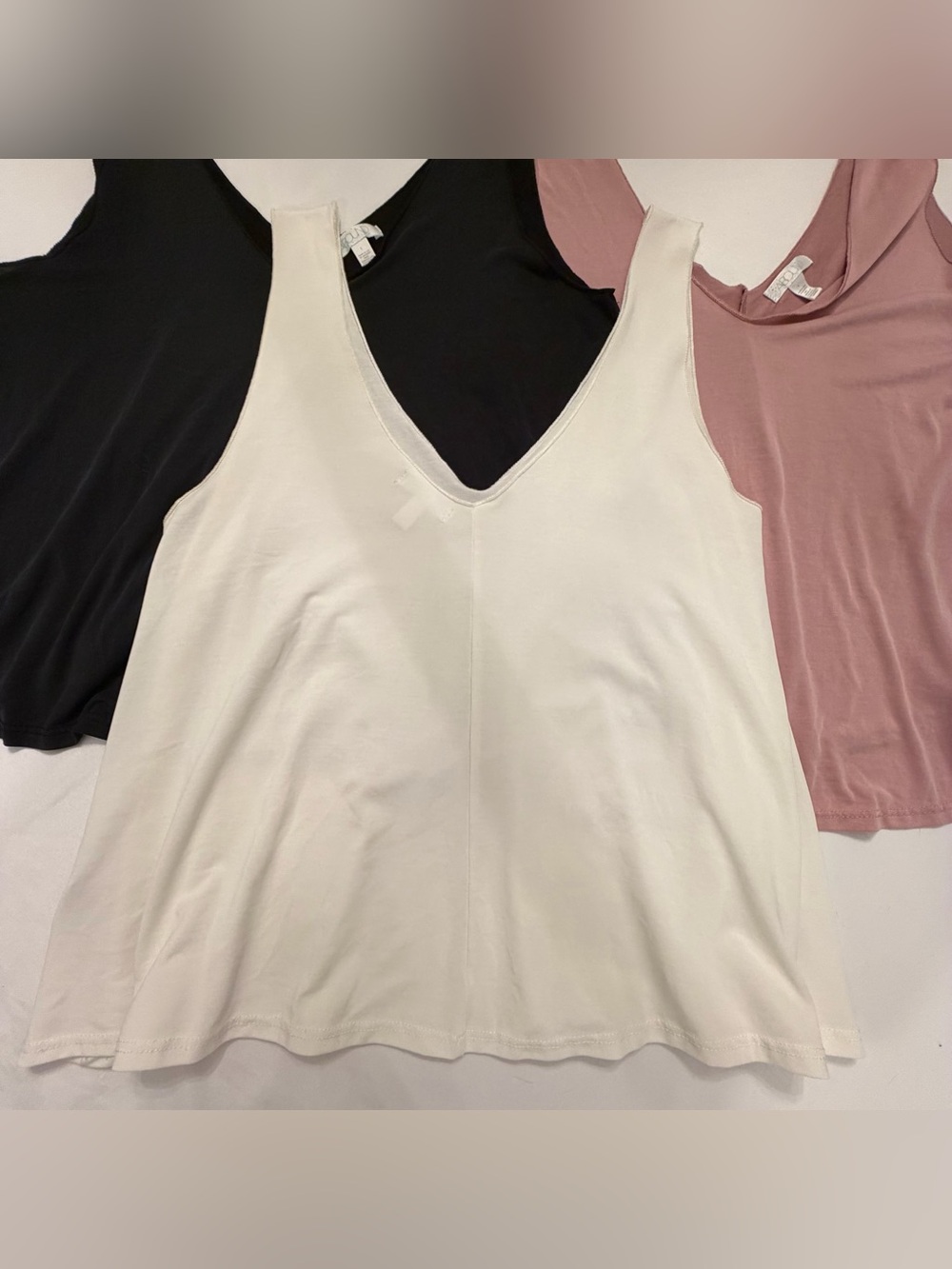 Abound V-Neck Tank Top Trio - White, Black & Mauve